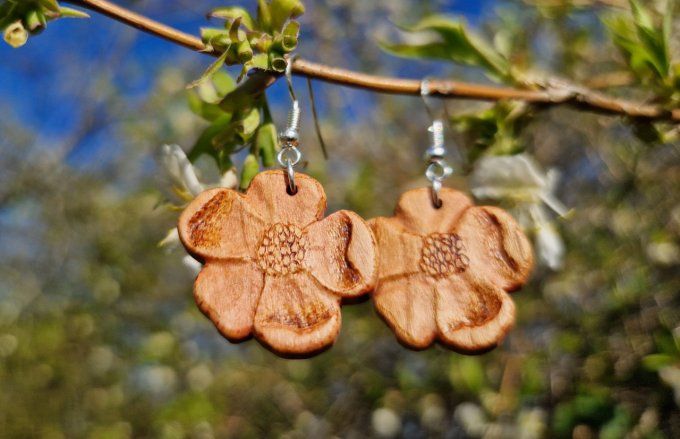 Boucles d'oreilles cognassier du japon