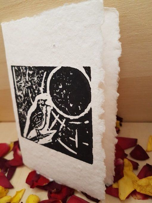 Carte Rossignol - papier chiffon