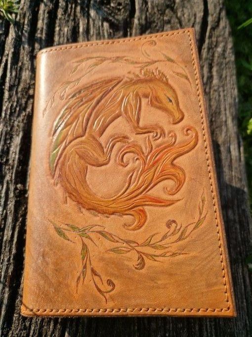 Couvre-livre dragon de bois